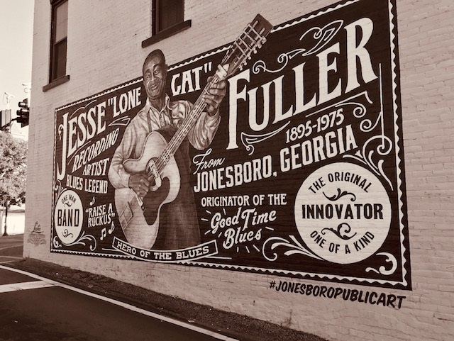 Jesse Fuller mural in downtown Jonesboro, GA